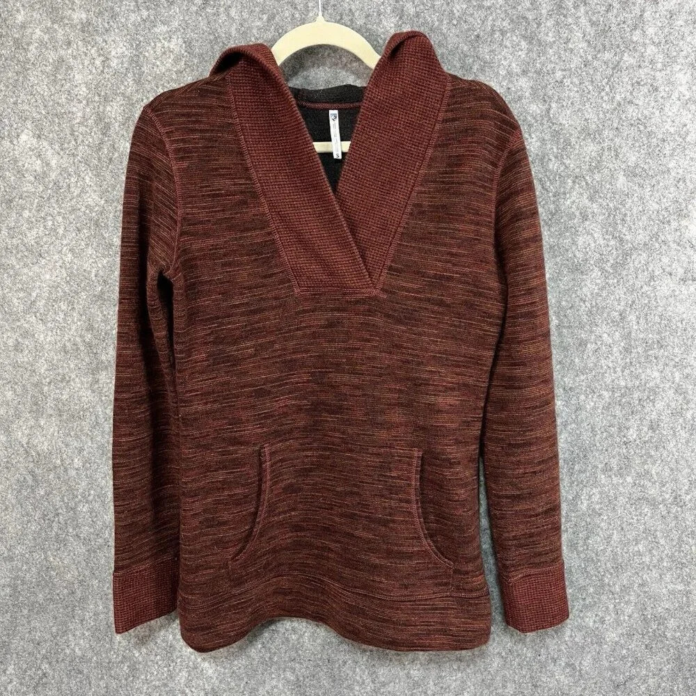 Kuhl Sweater Womens S Isla Hoodie Wool Blend Orange Brown Heathered Gorpcore